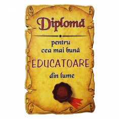 Magnet Diploma pentru Cea mai buna EDUCATOARE din lume, lemn foto