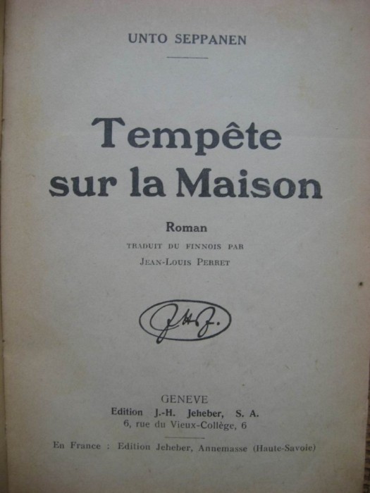 Unto Seppanen - Tempete sur la maison (in limba franceza)