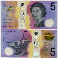 AUSTRALIA- 5 DOLLARS 2016- POLYMER- UNC!! foto