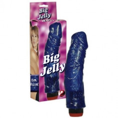 Big Jelly vibrator albastru, 23cm foto