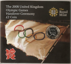 ANGLIA MAREA BRITANIE 2 LIRE POUNDS Royal Mint Olympic Handover 2008 PROOF UNC foto