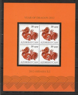 Azerbaidjan.2012 Anul Nou chinezesc:Anul dragonului-coala mica SA.724 foto