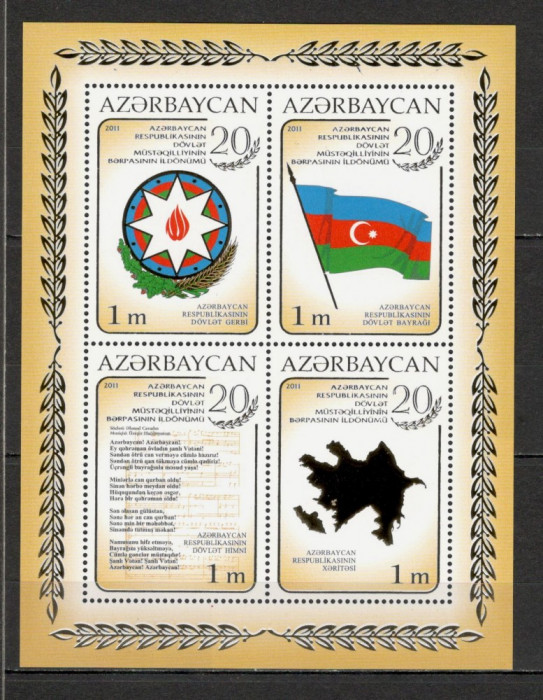 Azerbaidjan.2011 20 ani Independenta-Bl. SA.722