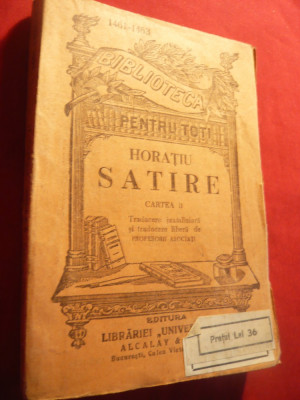 Horatiu -Satire -Cartea 2a -BPT 1461-1463 ,interbelica,trad.Profesorii Asociati foto