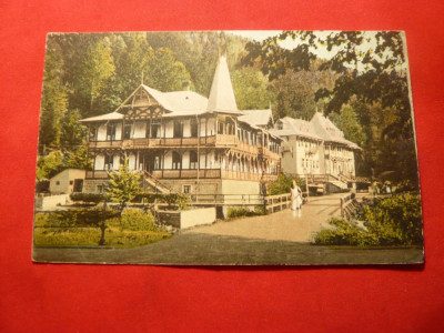 Ilustrata Slanic Moldova - Administratia si Hotel Central , circulat 1929 foto