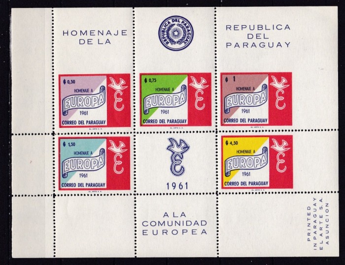 Paraguay 1961 Europa MI bl.14 MNH w44