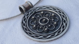 BLOCAT = Medalion argint TRIBAL rotund MASIV vintage VECHI rar Colier argint