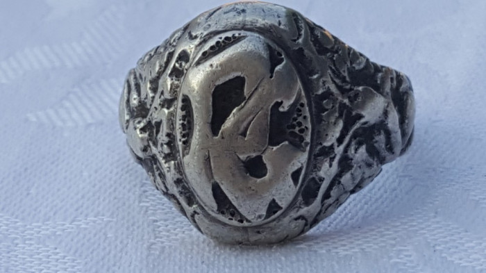 RAR Inel argint SIGILIU NOBILIAR ornamentat splendid MASIV vintage SUPERB unicat