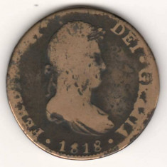 SV * Spania 8 REALES 1818 ARGINT .900 foto