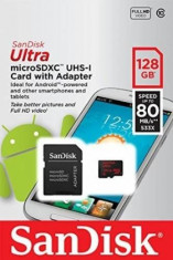 Card de memorie SanDisk Ultra microSDXC 128GB Clasa10 UHS-I 80 MBs + Adaptor SD foto