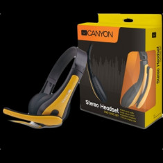 Canyon entry price PC headset, combined 3,5 plug, leather pads, Black-yellow foto