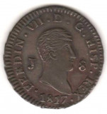 SV * Spania 8 MARAVEDIS 1817 Regele Ferdinand VII AUNC+ mai rara !, Europa, Bronz