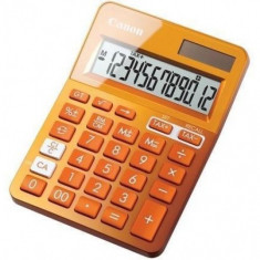 Calculator birou Canon LS123KOR portocaliu, 12 digiti, ribbon, display LCD, functie business, tax si foto