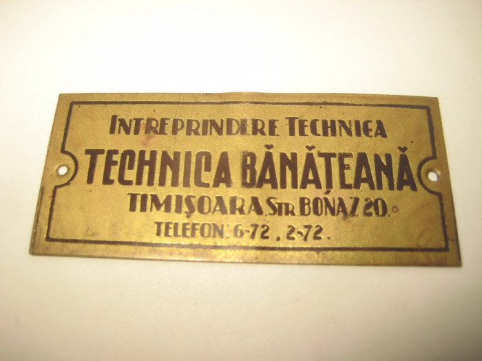 7359-Intr. Tehnica Banateana-Reclama mica veche Fabrica Piata Traian-Bonaz 20.