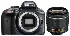 Aparat foto Nikon D3300 kit (obiectiv AF-P 18-55mm VR), negru, 3 ani garantie body foto