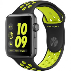 Watch 2 Nike Plus Aluminiu Gri 38MM Si Curea Silicon Negru Verde foto