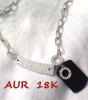 Lantisor ARMY inox -colier INOX placat cu Aur alb 18k si SWAROVSKI martisor