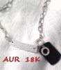 Lantisor ARMY inox -colier INOX placat cu Aur alb 18k si SWAROVSKI