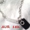 Lantisor ARMY inox -colier INOX placat cu Aur alb 18k si SWAROVSKI martisor