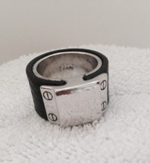 Ghiul -inel INOX VERIGHETA -INOX placat aur 18k PIELE -marimea 7,17 mm