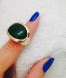 Inel verde placat cu aur 18k si piatra pretioasa - marimea 8,18mm STANTAT