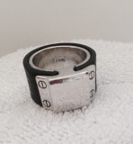 Ghiul -inel VERIGHETA -INOX placat cu aur 18k si PIELE-marimea 6,16 mm