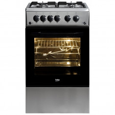 Aragaz Beko CSG52110DX, 4 arzatoare, rotisor, grill, aprindere electrica, inox foto