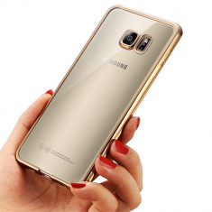Husa Samsung Galaxy S6 Edge Gel TPU Electroplating Gold foto