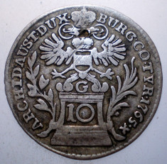 C.023 AUSTRIA MARIA THERESA 10 KREUZER 1765 G ARGINT 3,6g foto