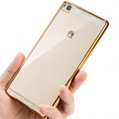 Husa Huawei P8 Lite Gel TPU Electroplating Gold foto