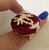 Inel inox placat cu aur galben 18k swarovski- marimea 9, 19mm/ 60mm
