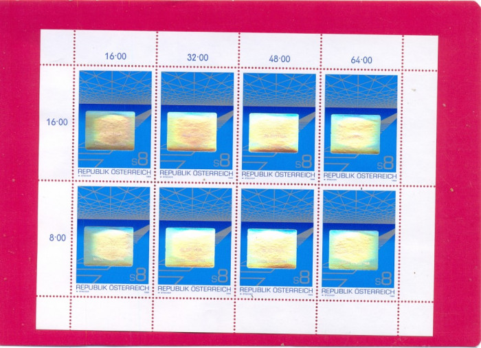 228=AUSTRIA 1988-Colita nestampilata SIMBOL HOLOGRAM ,conform scan,MNH