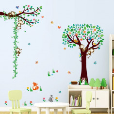 Sticker camere copii - Masurator de inaltime - Maimute in copac si pe liana foto