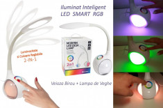 Veioza Mania Magic pentru Birou sau Camera cu Lampa de Veghe Ambientala 2-in-1 SMART LED RGB, Luminozitate si Culoare Reglabila foto