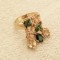 Inel INOX placat cu aur 18k si swarovski verde- marimea 8, 18mm STANTAT