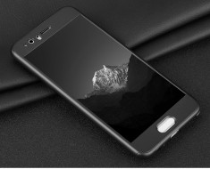 Huawei P10 - Husa 360 Plastic Fata + Spate + Folie Sticla Black, Neagra foto