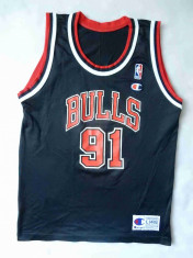 Tricou Champion Chicago Bulls NBA Rodman 91; marime S, vezi dimensiuni; ca nou foto