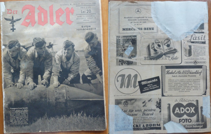 Revista aviatiei germane Luftwaffe , Der Adler , nr. 19 , 1943 , in limba romana