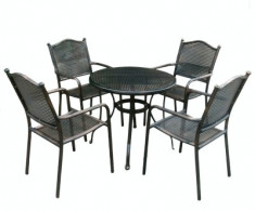 Set mobiler gradina/terasa KALINA MOSSEL aluminiu masa rotunda si 4 scaune culoare bronz Raki foto