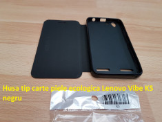 Husa tip carte piele ecologica Lenovo Vibe K5 negru foto