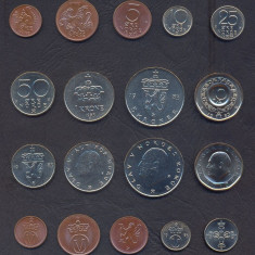 NORVEGIA █ SET COMPLET DE MONEDE 1+2+5+10+25+50 Ore +1+5+10 Kroner 1972-1983 UNC