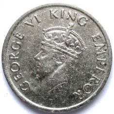 BRITISH INDIA , GEORGE VI , QUARTER RUPEE 1946 , PRIMUL AN DE BATERE Panthera !! foto