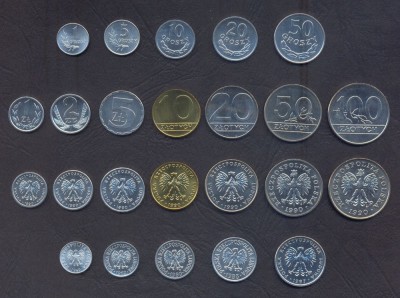 POLONIA SET COMPLET DE MONEDE 1+5+10+20+50Gr+1+2+5+10+20+50+100 Zl 1949-1990 UNC foto