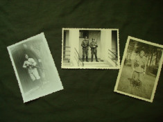 Lot Foto militara germane (3 buc) soldati WH 3 Reich WW 2/casca/pusca/colectie foto