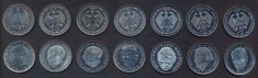 GERMANIA RFG █ SET COMPLET MONEDE CANCELAR 2 Deutsche Mark DM x7 buc 1969-95 UNC