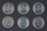 MAREA BRITANIE █ SET MONEDE █ 5 + 5 + 5 Pence █ 1969 + 1970 + 1971 █ KM911 UNC, Europa
