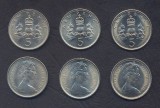 MAREA BRITANIE █ SET MONEDE █ 5 + 5 + 5 Pence █ 1969 + 1970 + 1971 █ KM911 UNC