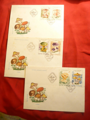 Set 3 Plicuri FDC - Ciuperci 1986 Romania foto