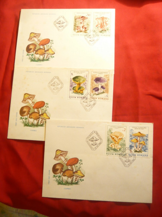 Set 3 Plicuri FDC - Ciuperci 1986 Romania