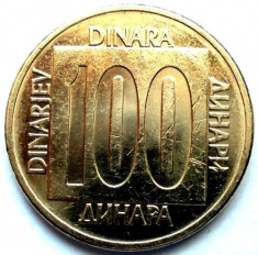 IUGOSLAVIA , 100 DINARI 1989 , DESIGN UNIC , 24,1 mm. foto